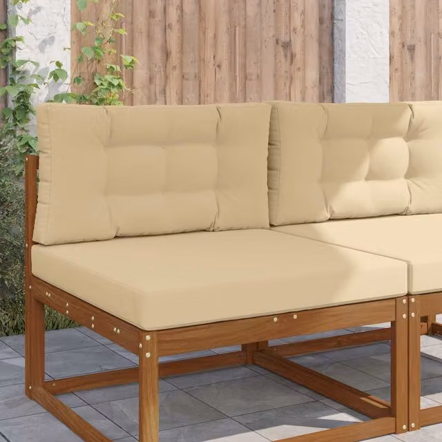 Set de 2 cojines cuadrados para sofá de exterior vidaXL en poliéster color beige de 80 x 80 cm