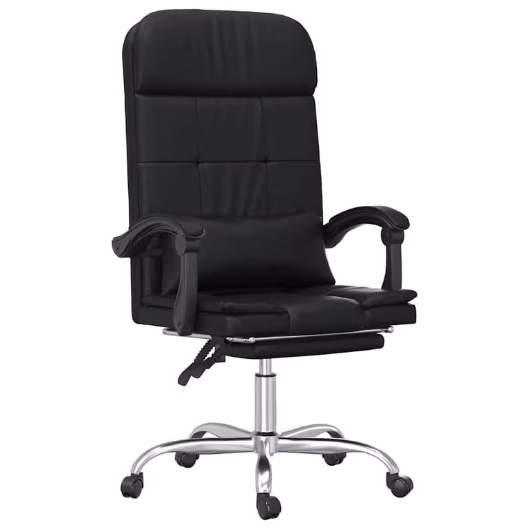 Sillón de oficina ejecutivo reclinable con masaje vidaXL en piel sintética negra