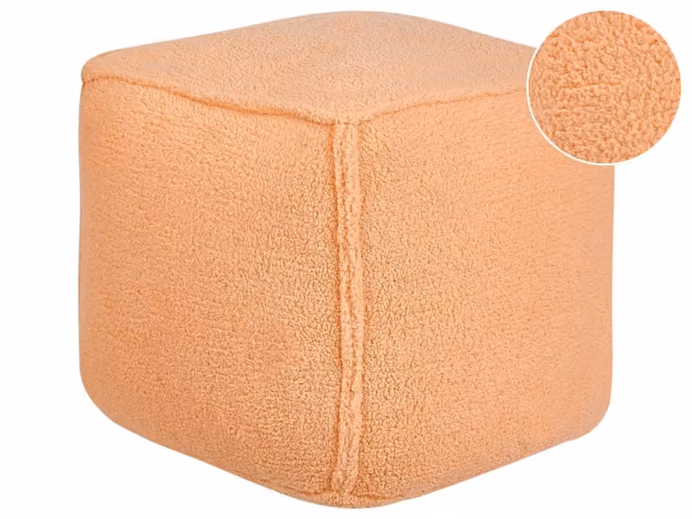 Puf moderno de tejido bouclé naranja Beliani