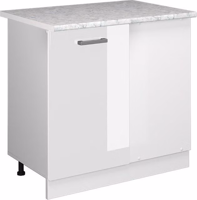Armario de esquina Vicco R-Line blanco alto brillo para cocina con estantes internos
