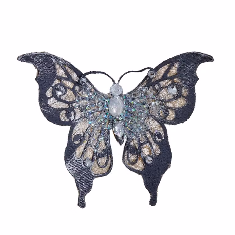 Lámpara colgante decorativa de mariposa Sia Deco en negro y rosa de 15 cm
