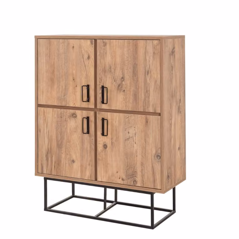 Aparador industrial CONCEPT USINE de madera de pino y metal en color marrón y negro, An/P/Al: 115 x 40 x 90 cm