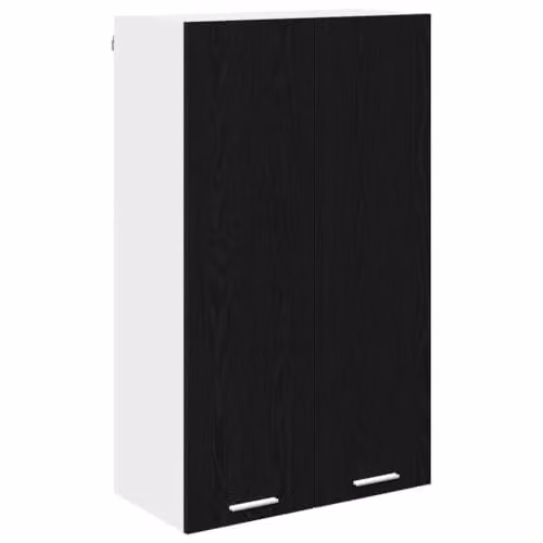 Armario de cocina colgante moderno Helloshop26 en madera de roble color negro y marrón An/P/Al: 60 x 31 x 100 cm