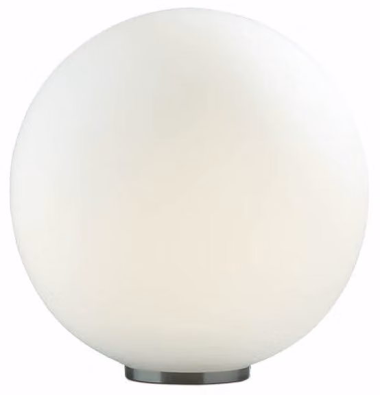 Lámpara de mesa Ideal Lux MAPA TL1 D20 en color blanco y plata con acabado de vidrio y metal, casquillo E27, 60W y protección IP20 para interiores