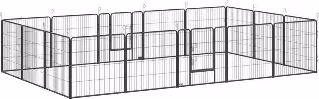 Canil para cachorros de exterior NORTHIX de metal con doble puerta en color gris o negro mate