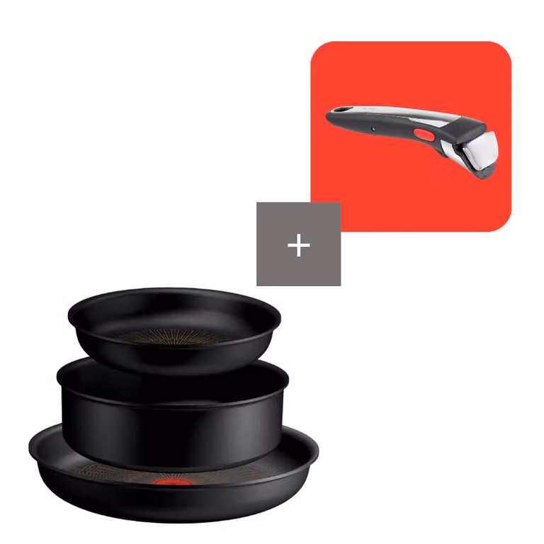 Pack de 4 sartenes antiadherentes Tefal My Ingenio Expertise en color negro con revestimiento cerámico