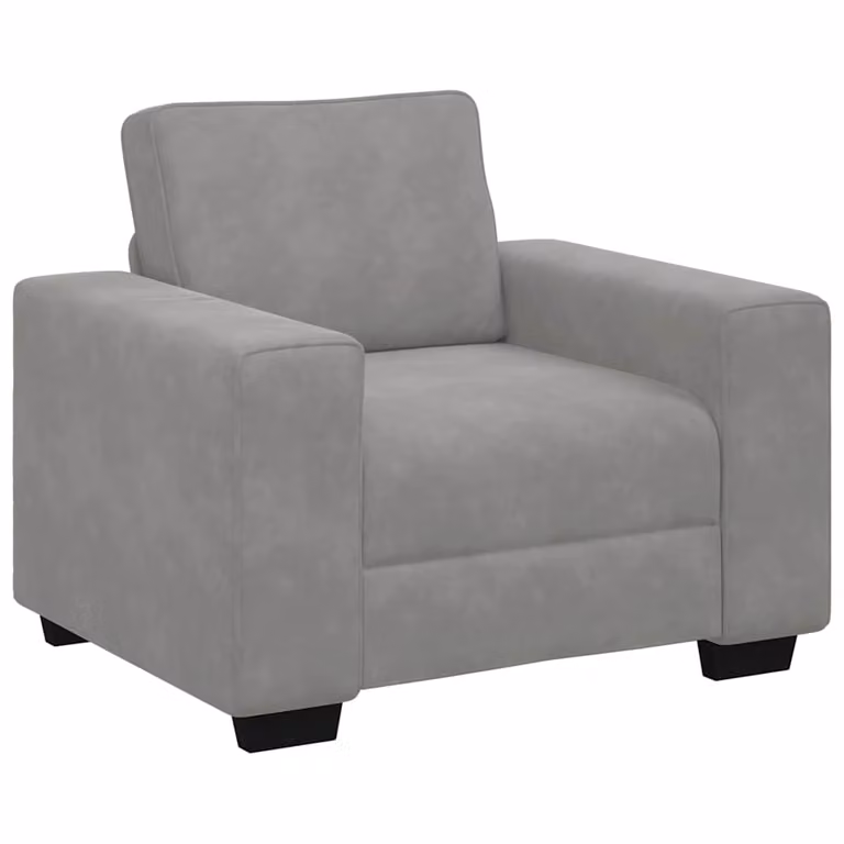Sillón sofá moderno vidaXL en terciopelo gris claro con reposabrazos, An/P/Al: 100 x 77 x 82 cm