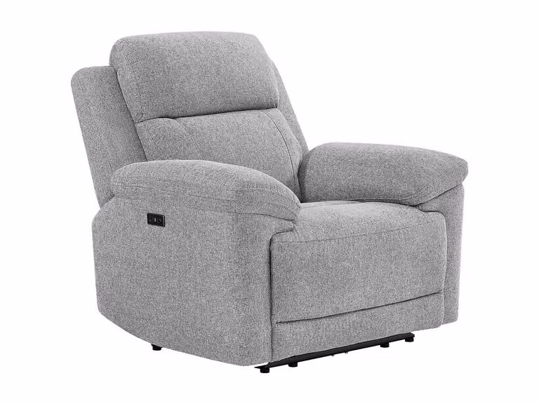 Sillón relax eléctrico de una plaza Vente-Unique en color gris con tapicería de tela y reposabrazos
