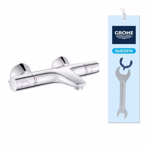 Grifo termostático de bañera Grohe Precision Trend en cromo con mando de un solo mando y funciones de ahorro de agua y seguridad antiquemaduras