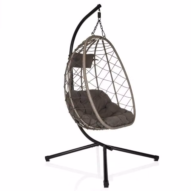 Silla colgante COCOVA de estilo boho en color gris para jardín, terraza o balcón