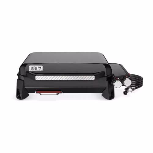 Plancha de gas Weber Slate GP Premium de 56 cm, 2 quemadores y 4.7 kW, color negro, con superficie de acero porcelanizado antiadherente, An/P: 56 x 41 cm