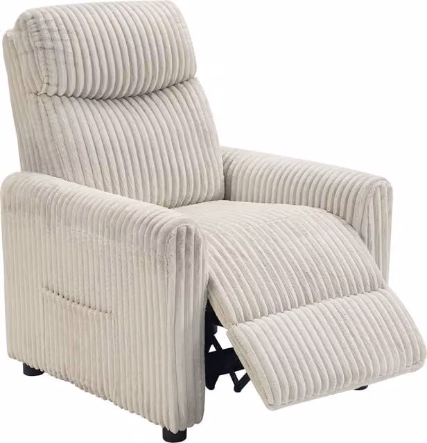 Sillón Relax Reclinable Manual HOMCOM Tapizado en Pana con Reposapiés Acolchado, Color Beige, An/P/Al: 73 x 86 x 100 cm