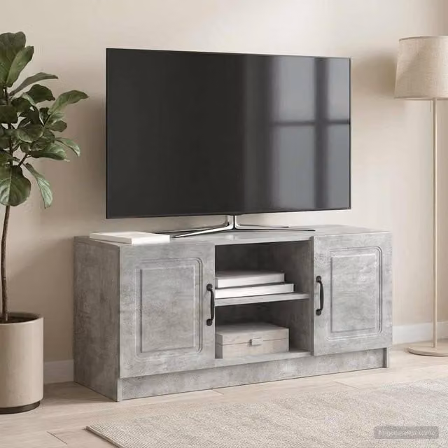 Mueble de TV moderno Maison Exclusive en color gris hormigón y madera, An/P/Al: 102 x 34,5 x 47 cm