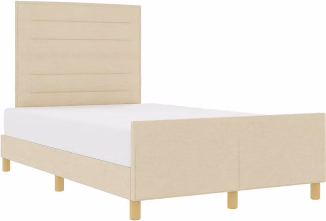 Estructura de cama tapizada SYFAX con cabecera en color beige An/P/Al: 140 x 200 x 128 cm