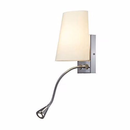 Lámpara de pared SLV Coupa Flex LED en cromo y blanco con brazo de cristal ajustable, luz blanca cálida 3000 K, An/P/Al: 38 x 17 x 27 cm