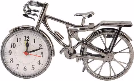 Reloj de mesa analógico vintage ULISEM con diseño de bicicleta en metal color plata y multicolor