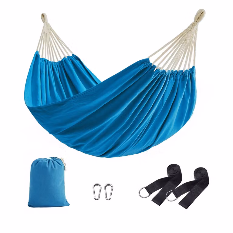 Hamaca doble Songmics para adultos en azul con correas y mosquetones, An/P/Al: 210 x 150 cm