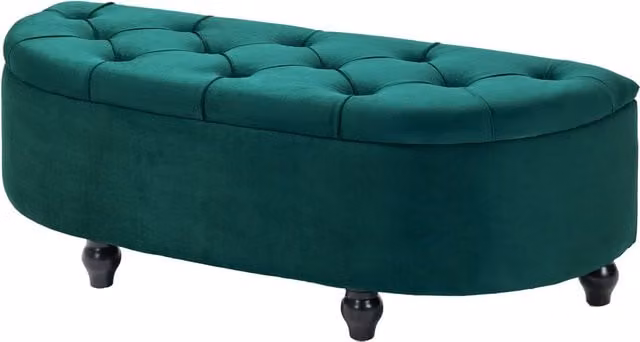 Banco de almacenamiento NORTHIX con cojín de terciopelo verde, An/P/Al: 120 x 46 x 42 cm