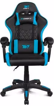Silla Gaming Drift DR35 con Reposabrazos Multidireccionales, Soporte Cervical y Lumbar, Reclinable, Tapizado en Cuero Sintético, Negra y Azul