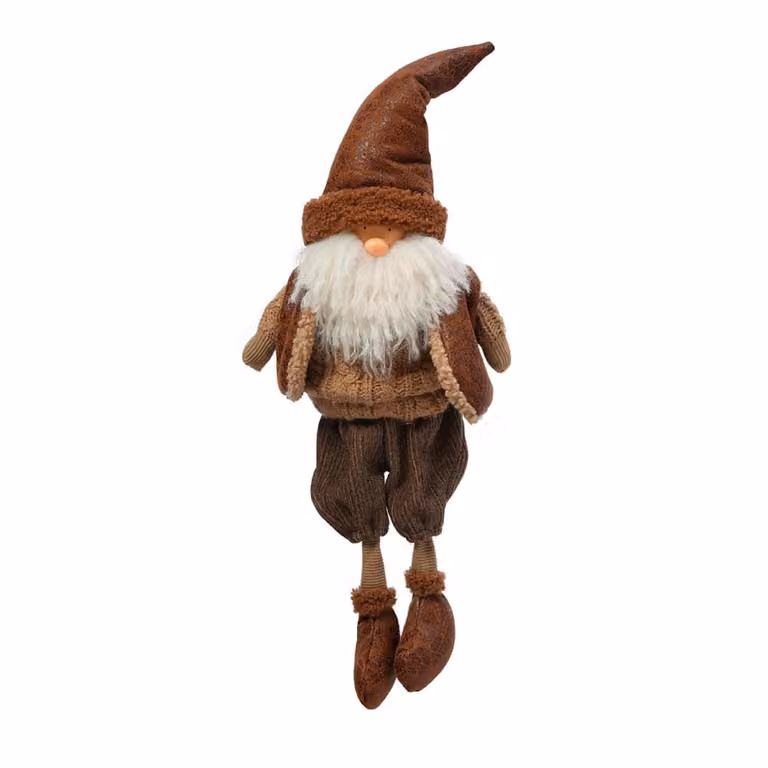 Figura decorativa de Papá Noel sentado Sia Deco en colores blanco y marrón, Altura: 71 cm