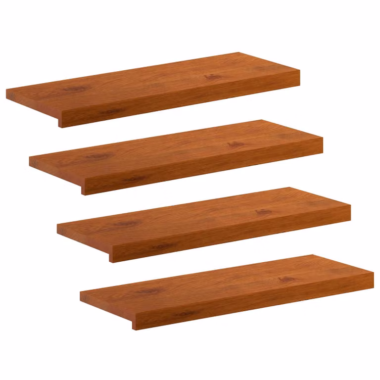 Set de 4 peldaños vidaXL de madera de roble sólido en color marrón, An/P/Al: 80 x 30 x 2 cm