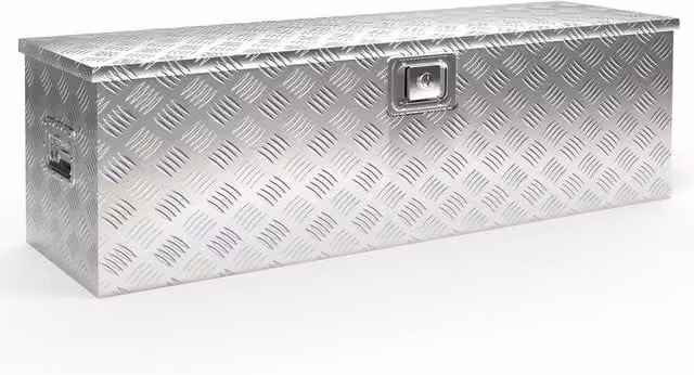 Caja de herramientas metálica Wiltec de aluminio color plata con llave, An/P/Al: 124 x 37 x 38 cm