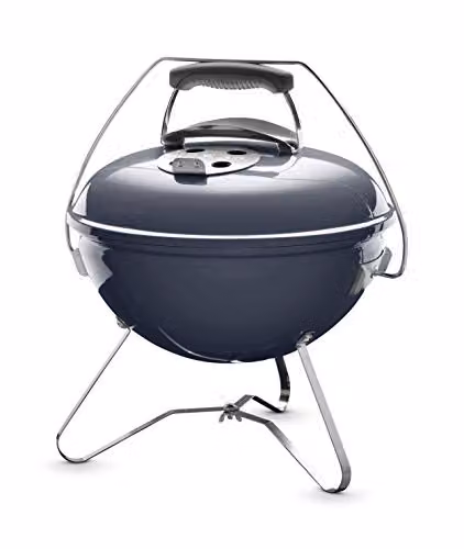 Barbacoa de carbón Weber Smokey Joe Premium en color azul con superficie de parrilla de 42 cm y dimensiones de 46 x 42.9 x 41.1 cm