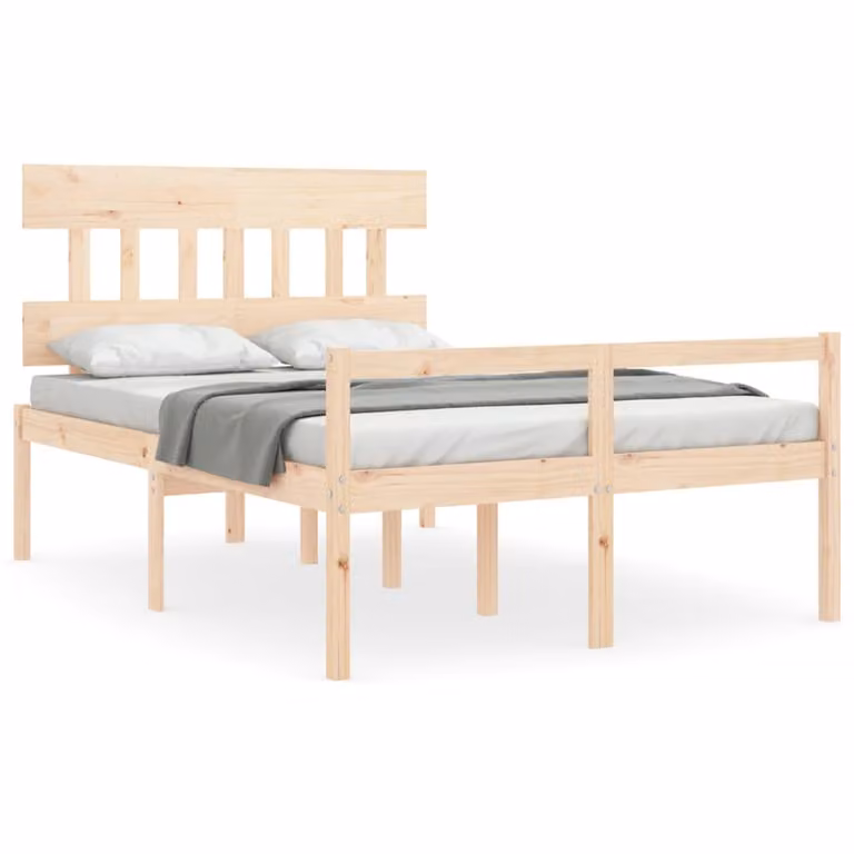 Cama para personas mayores vidaXL de madera maciza de pino con cabecero, An/P/Al: 120 x 200 x 81 cm