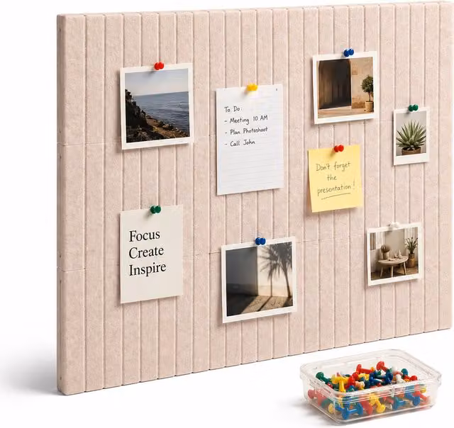 Set de 9 paneles de fieltro autoadhesivos Relaxdays con chinchetas, gris y beige, An/P/Al: 40 x 30 x 0,5 cm (cada panel)