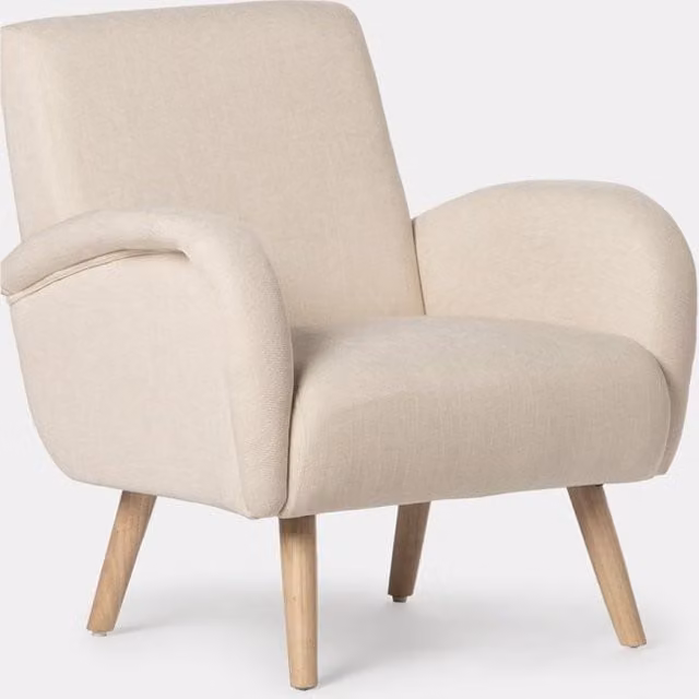 Sillón de lectura Iraida de Klast Home en color beige con estilo escandinavo y patas naturales