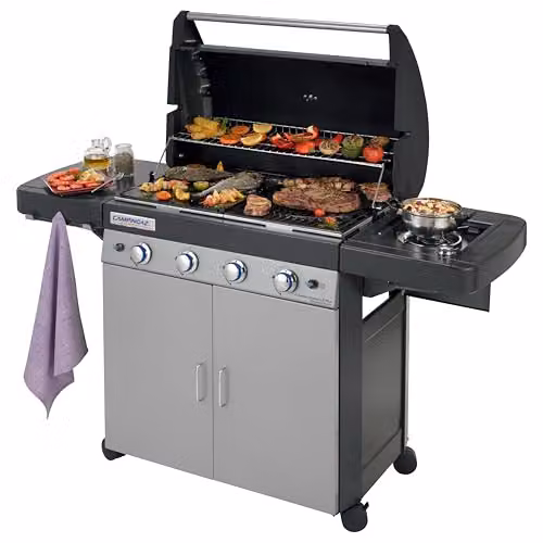 Barbacoa a gas Campingaz 4 Series Classic LS Plus con 4 quemadores de acero inoxidable, 12.8kW, color negro y gris, An/P/Al: 160 x 59.8 x 60.1 cm
