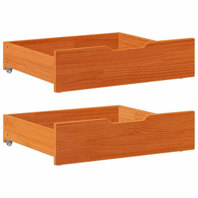 Set de 2 cajones para debajo de la cama vidaXL de madera maciza de pino en color marrón, An/P/Al: 65 x 55 x 17 cm
