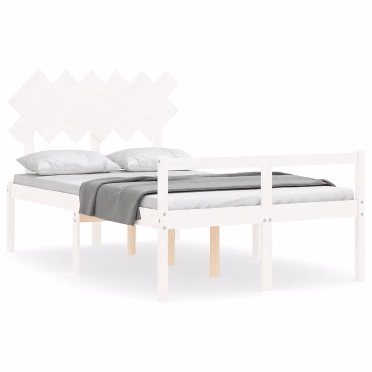 Cama para personas mayores vidaXL de madera maciza de pino en color blanco, 120 x 190 cm