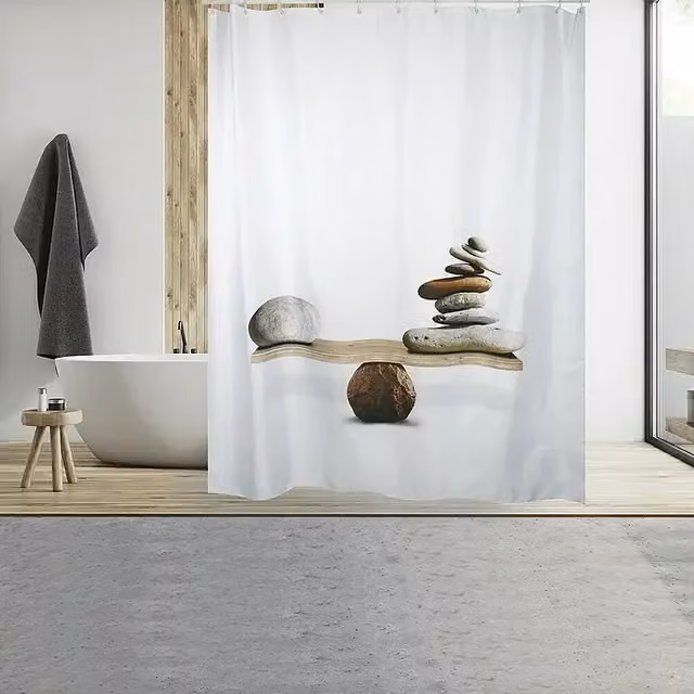 Cortina de baño Venus blanca de poliéster, impermeable y resistente al moho, An x Al: 180 x 180 cm