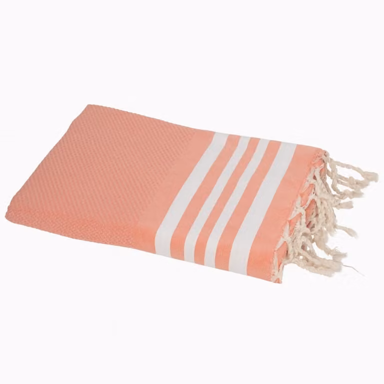 Fouta de algodón Febronie con diseño de panel de abeja en color naranja coral, An/Al: 100 x 200 cm