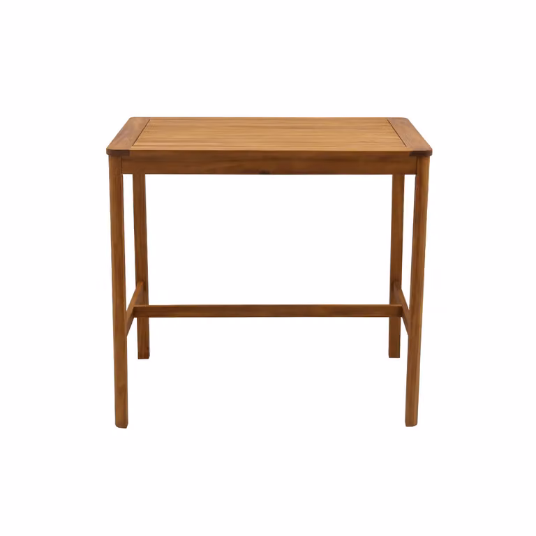 Miliboo Mesa alta de jardín rectangular de madera de acacia en color natural beige y marrón