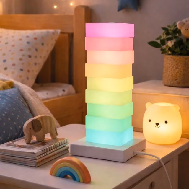 Lámpara de mesa LED torre F-BRIGHT RGBW regulable en blanco y multicolor con diseño moderno de cilindro para hogar u oficina
