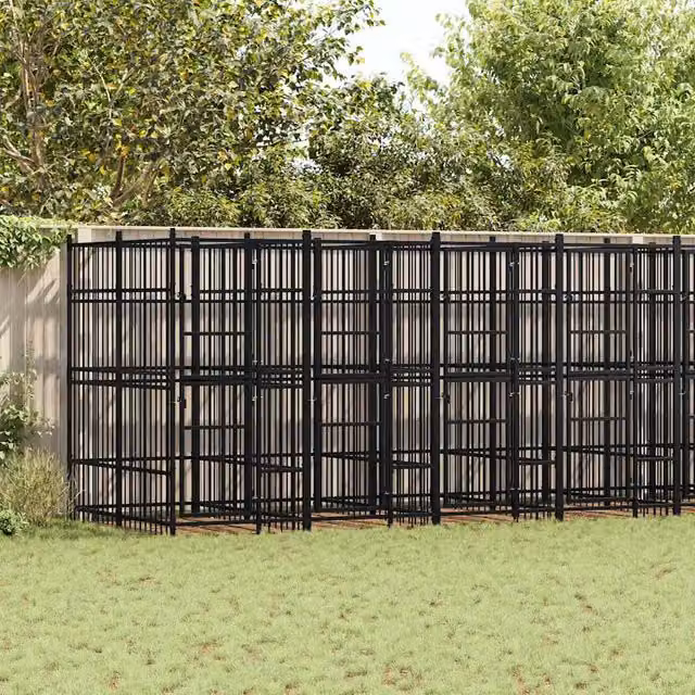 Perrera de exterior SYFAX de metal color negro de 14,75 m²