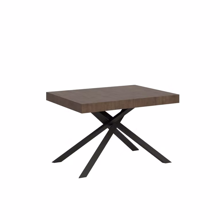 Mesa extensible Ityhome de estilo moderno en color nogal y estructura antracita, An/P/Al: 120 x 80 x 74 cm (extensible hasta 204 cm)
