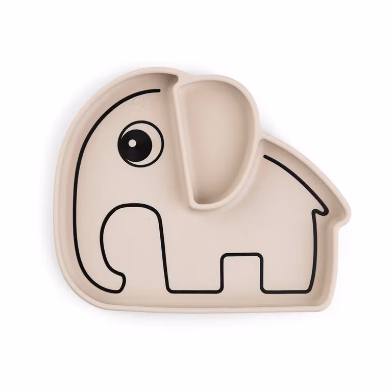 Plato infantil de silicona con ventosa Done by Deer Elphee Stick&Stay color Sand