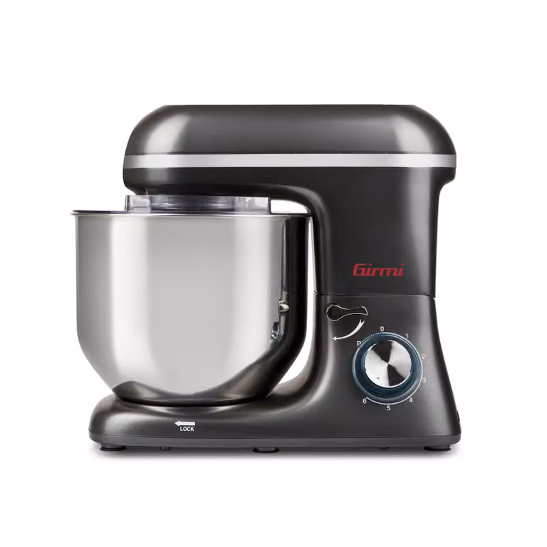 Batidora de pie Girmi IM4600 de 1800 vatios con bol de 8 litros en color negro, plata y gris