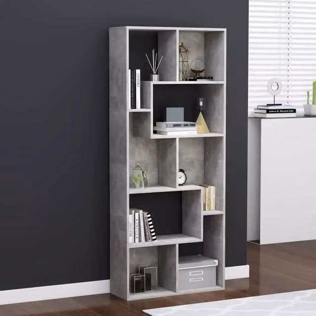 Estantería de madera contrachapada vidaXL en color gris, An/P/Al: 67 x 24 x 161 cm