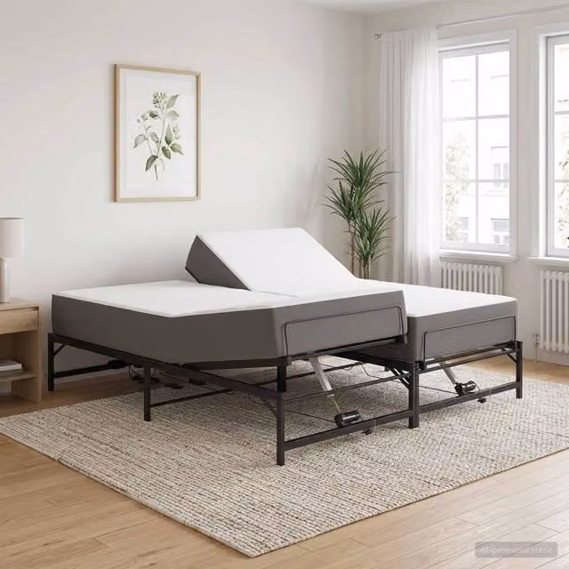 Estructura de cama eléctrica ajustable Maison Exclusive en acero color negro, An: 90 cm, Al: 213 cm