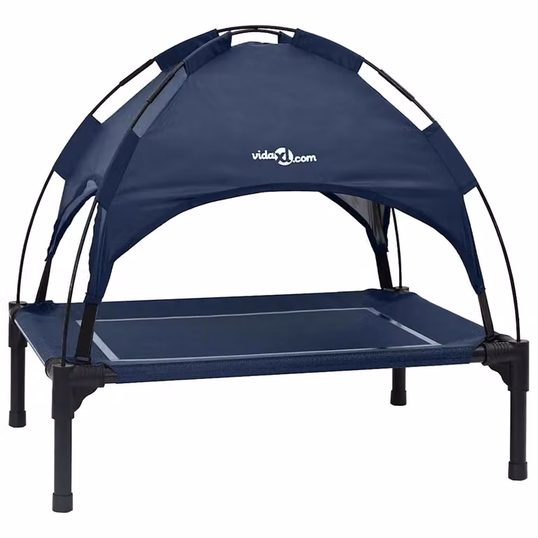 Cama para perro vidaXL de metal en azul marino con suelo elevado, An/P/Al: 63 x 49,5 x 60 cm