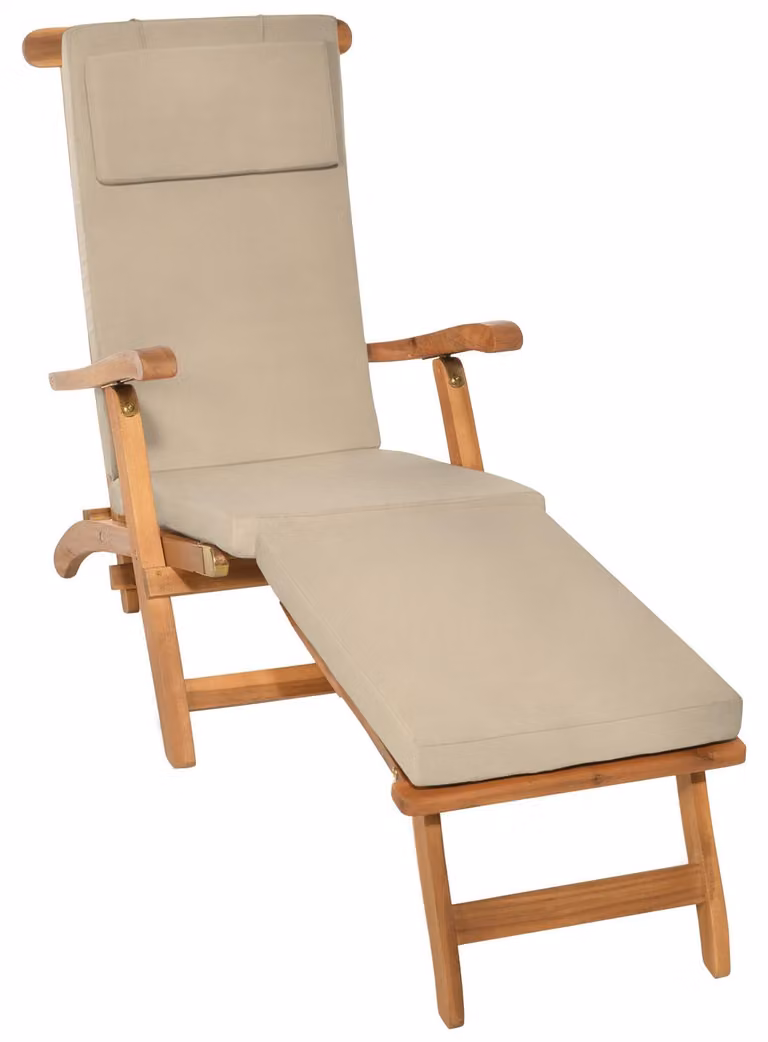Cojín para tumbona Beautissu color beige de poliéster con certificación Oeko-Tex Standard 100