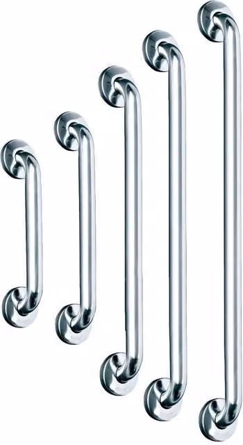 Barra de apoyo recta Mediclinics en acero inoxidable color plata con acabado brillante de 99,7 cm