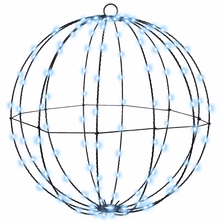 Bola decorativa de Navidad vidaXL en color blanco y cobre, esfera de metal con 120 LED de luz blanca fría y mando a distancia, An/P/Al: 40 x 40 x 42 cm