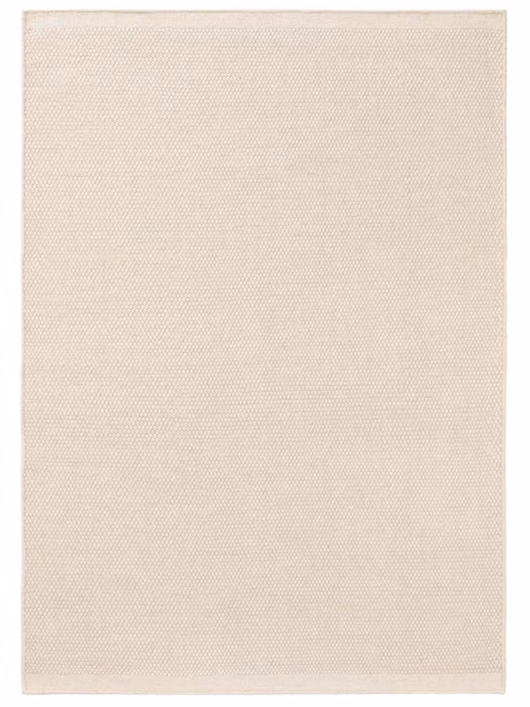 Alfombra de lana y algodón Benuta en color blanco, diseño minimalista y rectangular, An/P: 140 x 200 cm