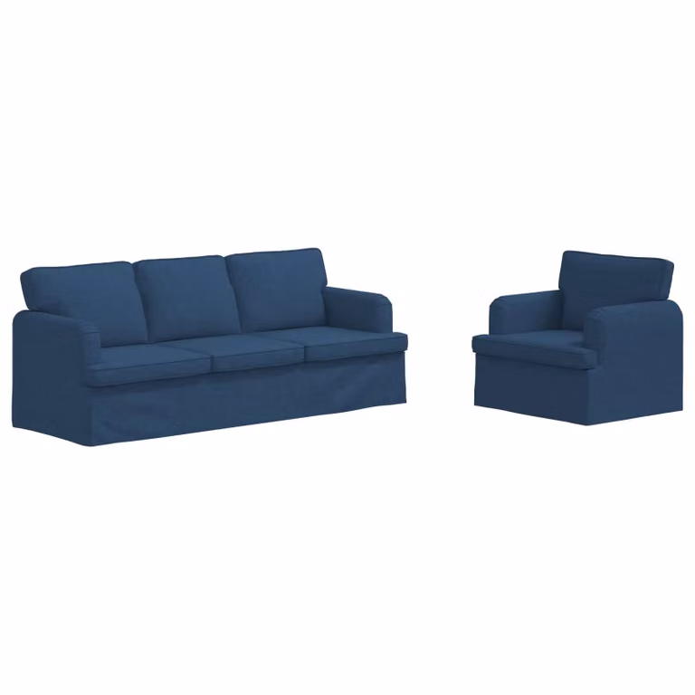 Juego de sofá de 2 piezas vidaXL en tela azul con estructura de metal y fundas extraíbles para tu salón o dormitorio