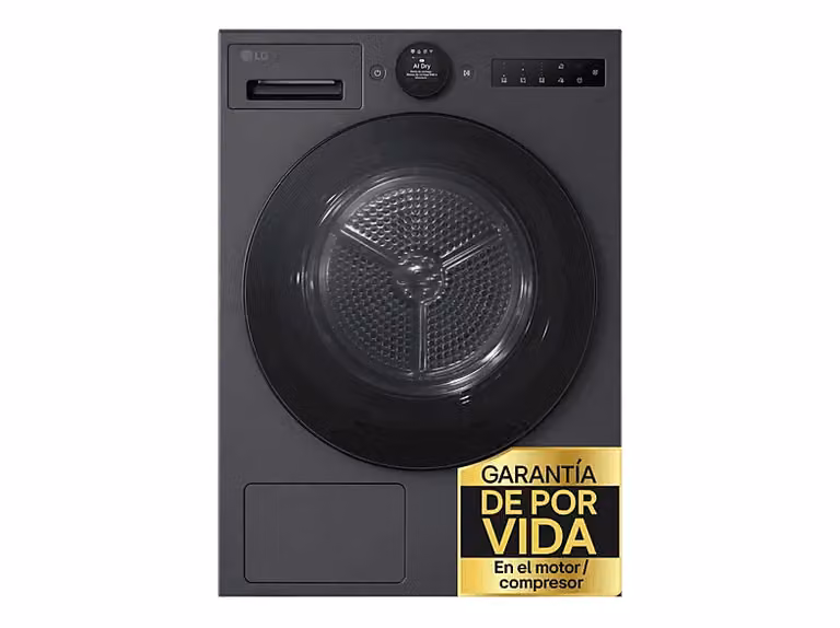 Secadora con bomba de calor LG RHX7009TBB Serie 700, 9 kg, Inteligencia artificial, WiFi y control por App, Acero negro mate